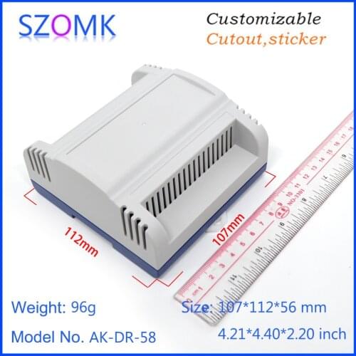 1 piece 107*112*56mm customizable din rail plastic electronics box abs instrument pcb enclosure energy meter controller housing