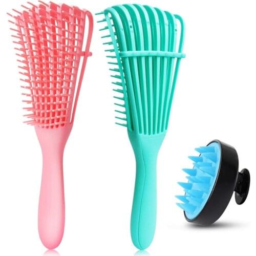 Best 3Pc Detangling Brush Set Hair Scalp Massager Brush Detangler Brush for Hair Detangler for Afro 3A to 4C Curly Hair Brush