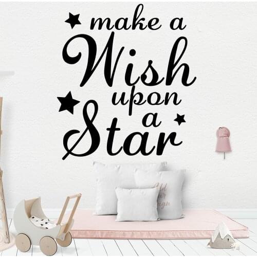 Cute make a wish Phrase Wall Sticker Home Decoration For Children Room Vinyl Mural Bedroom Wall Art Decals adesivo de parede