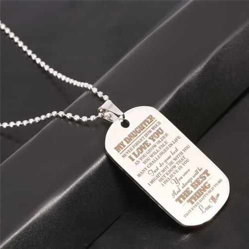 Fashion Pendant Necklace Family Jewelry To My Son Daughter We Love You Love Dad Mom Necklace Military Army Cards