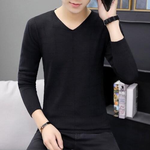 Fashion Mens Sweaters for 2019 V-Neck Low Collar Sweater Men Casual Knitting Thin Sweaters Pullover Clothing Men Sweater