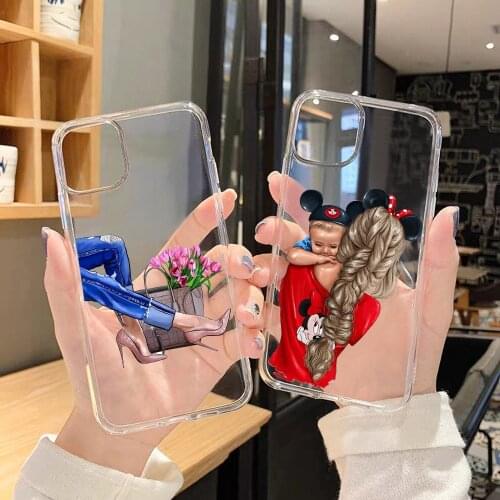 Super Mom Baby Girl Fashion clear Phone Case for IPhone 12 Mini 5 6 6S 7 8 SE Plus X XS XR 11 Pro Max Coque Funda Silicone Cover