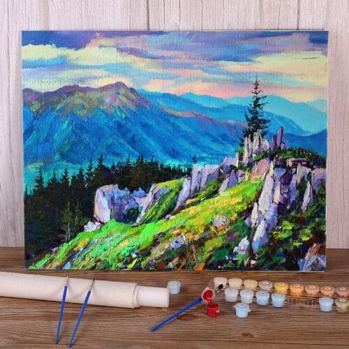Landscape Carpathians Paint By Numbers Package Acrylic Paints 50*70 Painting On Canvas Home Decor For Wholesale
