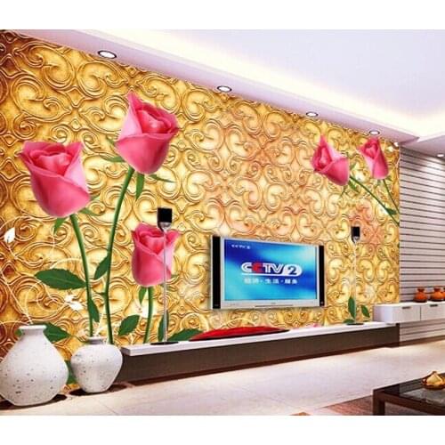 Custom roses wallpaper red, rose murals for the living room bedroom TV background wall waterproof embossed wallpaper