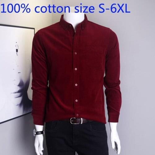 New Arrival Fashion High Quality Autumn Corduroy Men Long Sleeve Youth Casual Pure Cotton Warm Casual Shirts Plus Size S-5XL 6XL