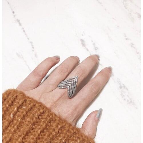 New Unique Multi Layer Rings Geometric Pyramid Design Inlay AAA Zircon S925 Jewelry For Women Wedding Engagement Cocktail Party