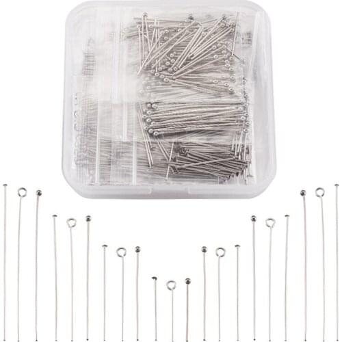 Pandahall 720pcs/box 304 Stainless Steel Ball Head Pins Eye Pins Head Pins for Jewelry Making DIY Bracelet Earring Findings