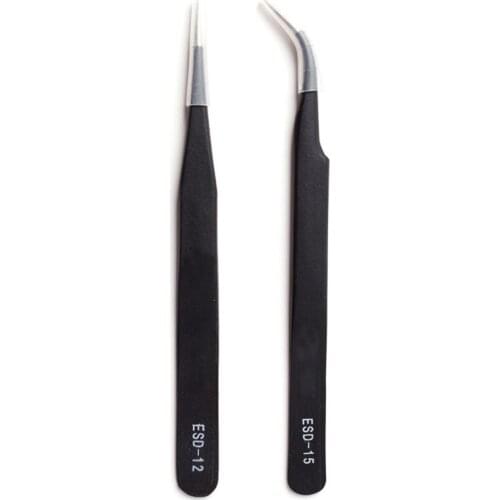 2pcs Black Color Eyebrow Tweezer Hair Beauty Slanted Puller Stainless Steel Eye Brow Clips Hair Removal Makeup Tool Brand New