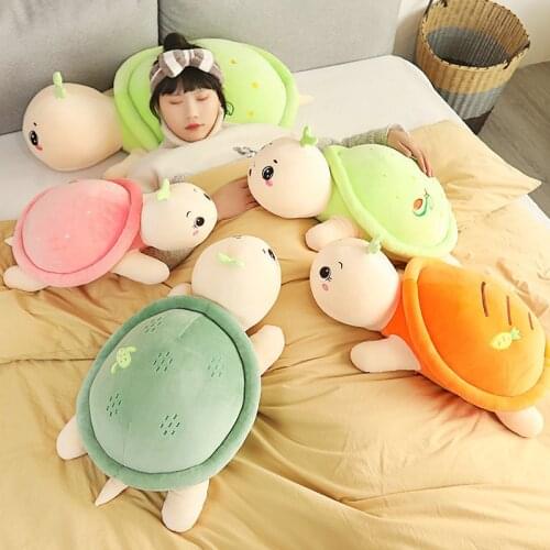 50-90cm New Cartoon Cute Fruit Sea Turtle Plush Toy Stuffed Down Cotton Tortoise Children Soft Cushion Birthday Present