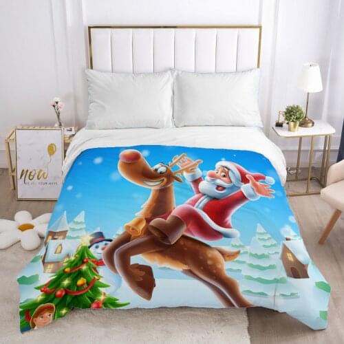 Christmas santa claus Duvet cover Quilt/Blanket/Comfortable Case 140x200 240x220 240x260 Queen King Single Bedding for Home Elk