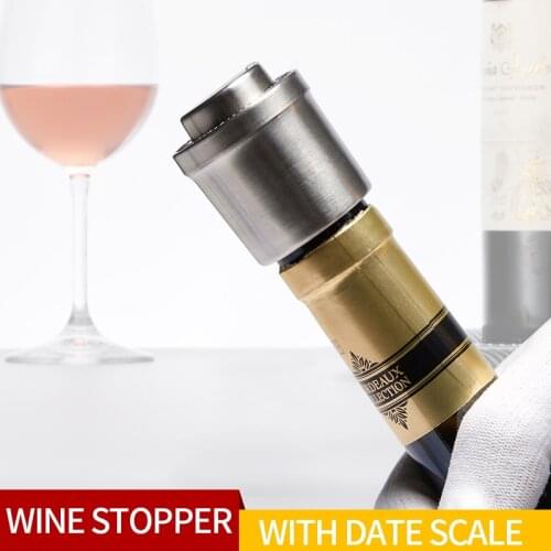 Stainless Steel Wine Bottle Stopper Silicone Wine Stopper Tool Cork Bottle Cap Bar Counter Wine Accessories Wine Vacuum Stopper