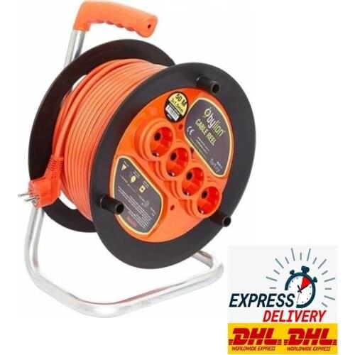 Portable Mobil Power Strip Roller Extension Cord Electric Cable 4 outlets 3 x 2.5mm ² length : 40 mt