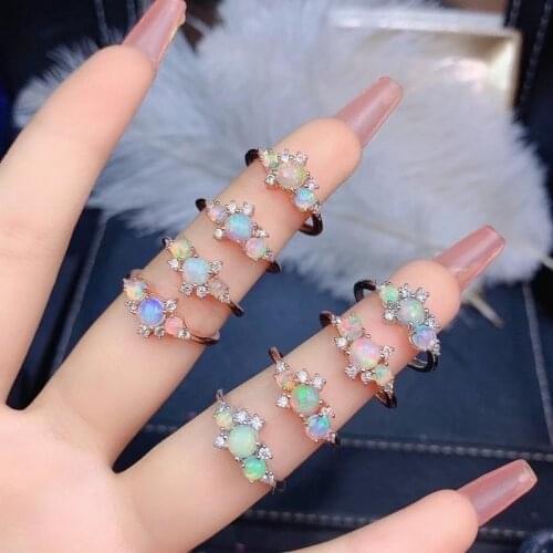 Luxury Atmosphere Hot Sale Style Natural Opal Ring 925 Silver Womens Ring Noble and Elegant