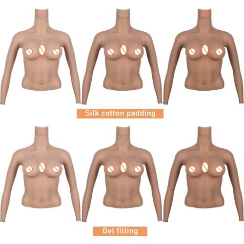 Silicone Breast Body Forms Mastectomy D Cup Halfbody Silicone Prosthesi With Arm Elastic Cotton Or Soft Silicone Filling