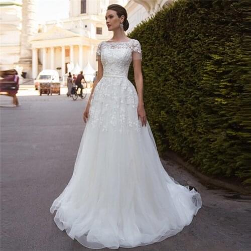 Light Wedding Dress Elegant Square Collar Boho Wedding Dress A-line Luxury Lace Wedding Gown Customize Vestido De Noiva