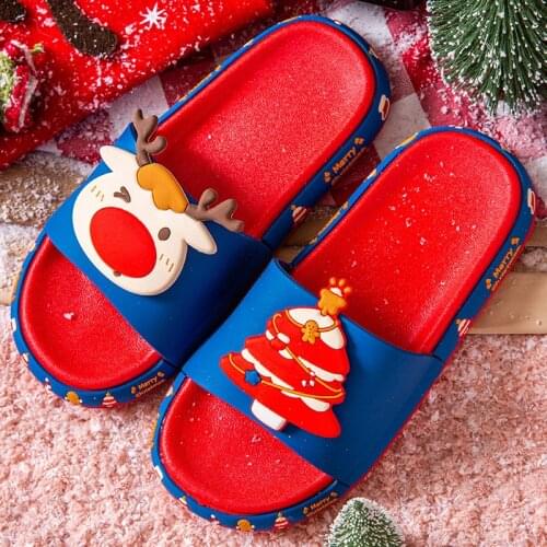 Slippers Female Christmas Couple Cartoon Elk Domestic Wear Bathroom Shower Slippers Male Men Slippers Home Slippers