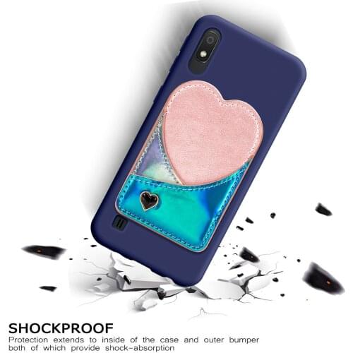 VNSTRIP Slim Case With Heart Shape Card Holder Wallet Pocket Protective case for Samsung A10 A70 M10 Note10 S10 Phone Case
