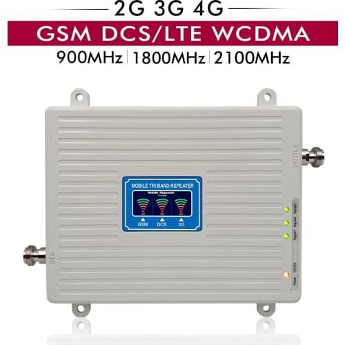 2G 3G 4G Tri Band Signal Booster GSM 900 LTE DCS 1800 WCDMA 2100 Cell Phone Repeater Repetidor 900 1800 2100 Cellular Amplifier