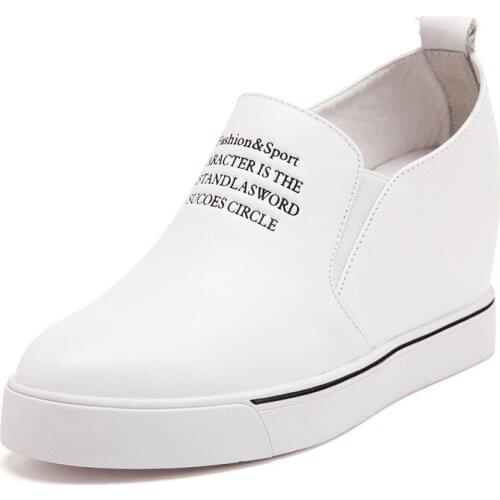 Shoes Woman Leather Walking Shoes Increase Lok Fu Shoes Pedal Muffin Thick Bottom Lazy Women Shoes Travel Height Increasing