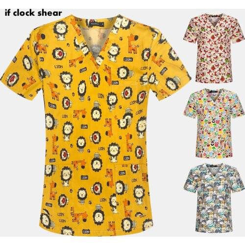 High Quality Pet Clinic Nurse Scrubs Women Uniforms Hospital Staff Scrubs Top Health Service Nursing Uniform Medical Scrub Shirt