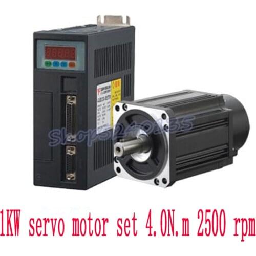 High quality 1000w 80ST-M04025 AC servo motor 1kw 4N.M 2500rpm AC Servo Motor and Servo driver with Servo cable 80ST
