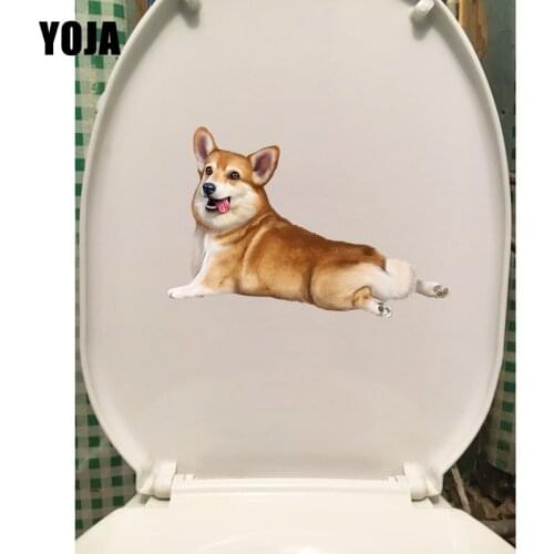 YOJA 23.5*15.8CM A Tongue-Spitting Dog Funny WC Toilet Seat Stickers Room Wall Decals T1-0328