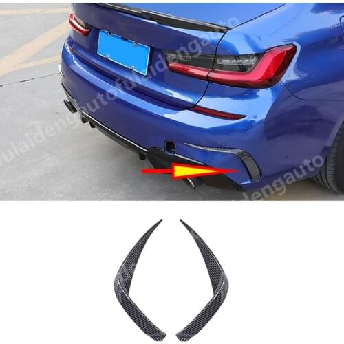 2pcs For BMW 3 Series G20 2019-2020 Carbon fiber ABS Rear bumper taillight spoiler Air knife decoration trim Car Accessories