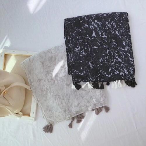 2019 Women Ombre Pattern Cotton Voile Tassel Scarf 2Colors 10pcs/lot