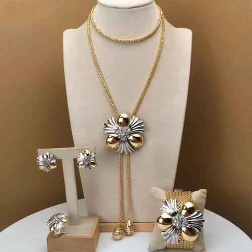 HOT Dubai Gold jewelry sets for women African bridal wedding gifts Bracelet Necklace earrings ring sets jewellery