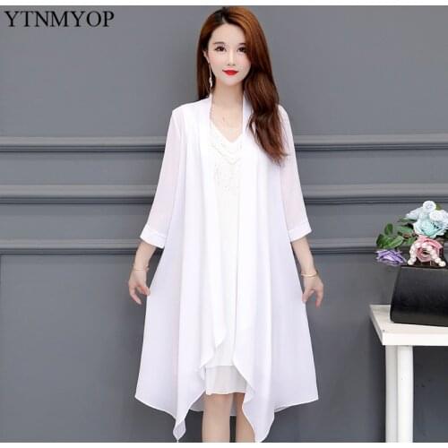 Solid Long Coat Female Open Stitch Clothing 5XL Spring Summer Asymmetric Length Jacket Beach Style Fashion Coat Women YTNMYOP