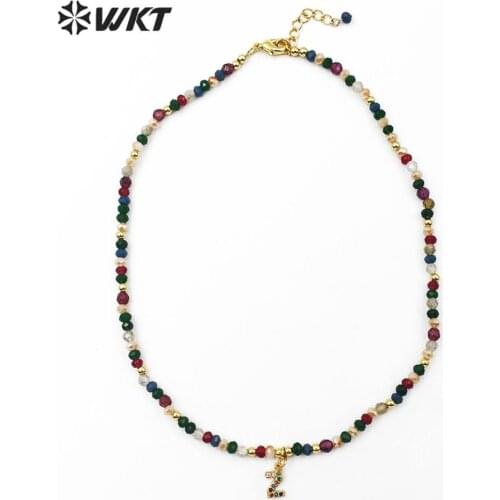 WT-MN959 Lady gorgeous 3mm faceted stone choker necklace colorful spring beads choker necklace as gift for friends