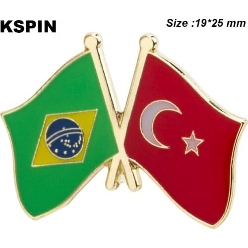 Brazil & Turkey Friendship Flag Badge Flag Brooch National Flag Lapel Pin International Travel Pins