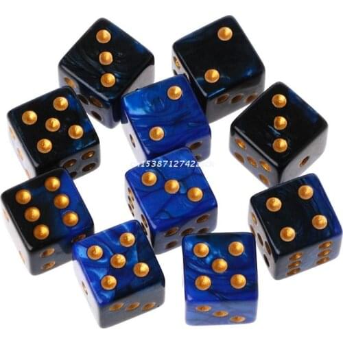 10pcs 15mm Multicolor Acrylic Cube Dice Beads Six Sides Portable Table Games Toy Dropship