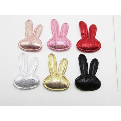 100PCS/Lot Lint Rabbit Easter Bunny Padded Applique Crafts for Headwear Garment Accessoires