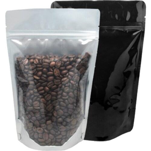 100pcs Translucent self supporting Ziplock bag food tea plastic transparent sealing aluminum foil zipper sealing pocket