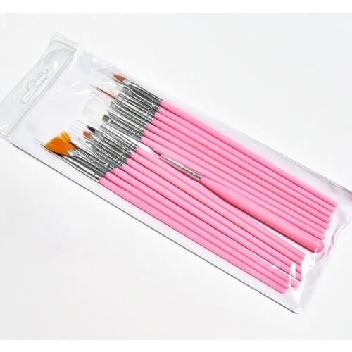 15Pc 15 Sizes Professional Nail Gel Brushes Acrylic Brush Nail Art tool Pens Wooden Handle Dotting Drawing Paint Brush Set#PD-06