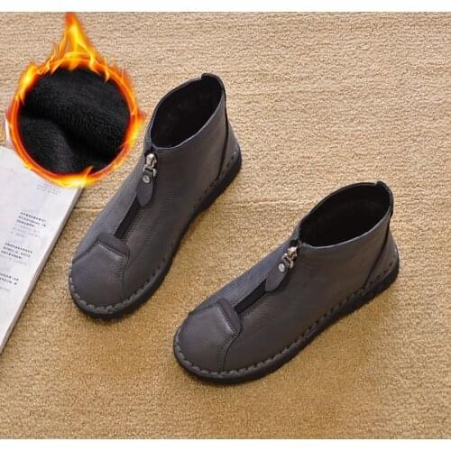 2020 Autumn Winter Shoes Women Chelsea Boots Zip Warm Plush Women Ankle Boots Fashion Brand Winter Ladies Footwear A3085