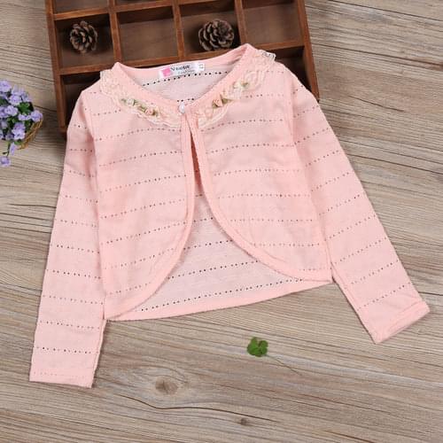 2021 Child Girl Cardigan Sweater Summer Beach Pink Cotton Cardigan Coat 1 2 3 4 6 8 10 Year Old School Kid Clothes 175005