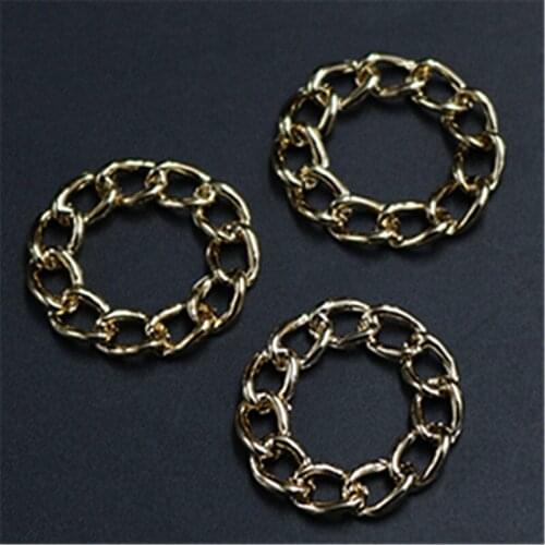 WKOUD 6pcs UC electroplating bright gold hollow circle bracelet necklace DIY metal jewelry alloy pendants A1334