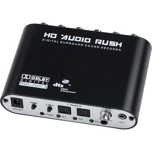 Caldecott 5.1 CH audio decoder SPDIF Coaxial to RCA DTS AC3 Optical digital Amplifier Analog Converte amplifier HD Audio Rush