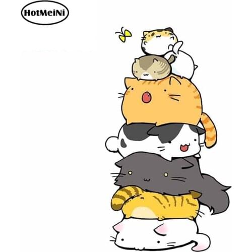 HotMeiNi 13cm x 7.3cm for Cute Cat Car Door Stickers Motorcycle Decal Bumper Waterproof Vinyl Material For JDM SUV RV