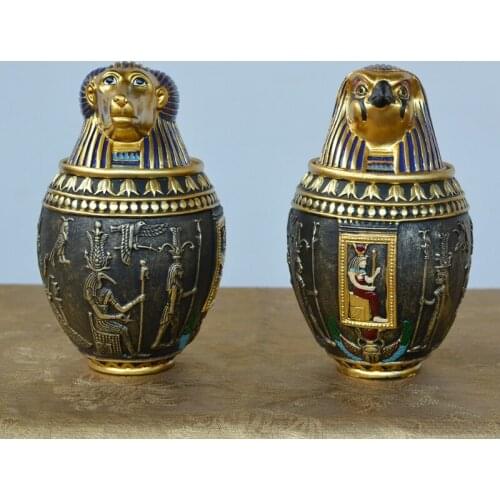 Ancient Egypt Cat God Canopic Jar Storage Figurines Pharaoh Saint Resin Art&Craft Home Decoration