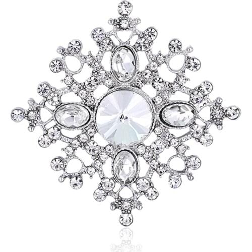Snowflake Brooch Pins Shiny Rhinestones Corsage Brooch Pin Decoration Accessories For Women Girls LL@17