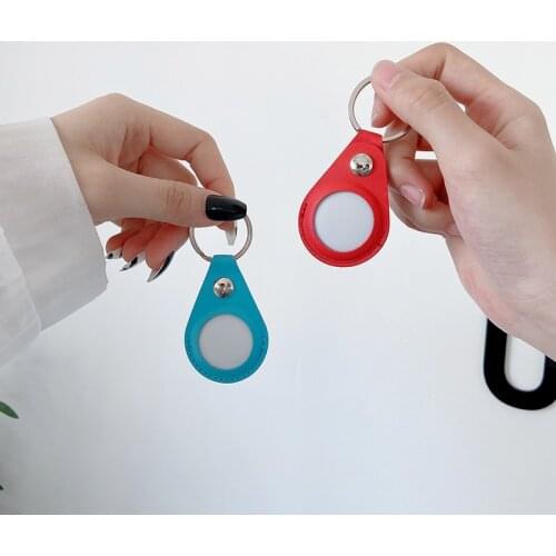 For Airtag Case Leather Protective Cover Water Drop Design For Airtag Locator Tracker Anti-lost Device Keychain Protect Sleeve