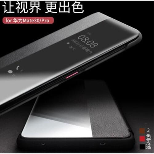 QIALINO Smart Phone Case for Huawei Mate 30 Pro Case Genuine Leather Cover Window View Skin for Huawei Mate 30 Mate30 Flip Shell