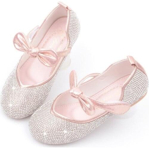 Kids Baby Butterfly Knot Shoes Children Fashion Sequins Wedding Party Dress Princess Leather Sandal For Little Girl Dance Shoes