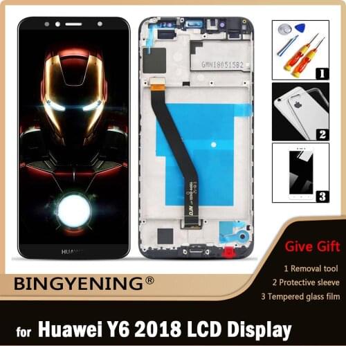 Original For Huawei Y6 2018 LCD Display Screen Touch Digitizer Assembly For 5.7 inch Huawei Y6 Prime 2018 Phone With Frame