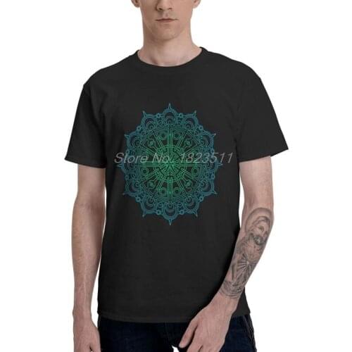 Tvoe Mandala Crescent Moon T-shirt Mens Fashion T Shirt Short Sleeve Cotton Tshirt Cool Tee Tops Harajuku Streetwear