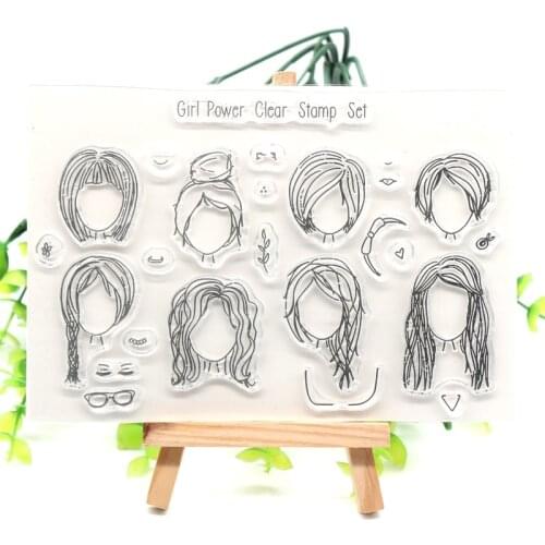 KSCRAFT Fashion hairstyle Transparent Clear Silicone Stamps for DIY Scrapbooking/Card Making/Kids Crafts Fun Decoration Supplies