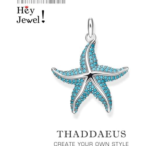 Pendant Blue Starfish,2021 Brand New Fine Jewelry Europe Style Bijoux Trendy 925 Sterling Silver Gift For Woman Men